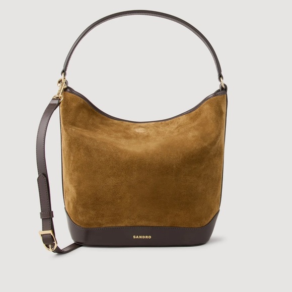 Sandro Tan and Brown Suede leather Hobo Bag - Picture 7 of 8